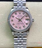 Swiss Copy Rolex Datejust 31mm Pink Diamond Watch Stainless steel Jubilee